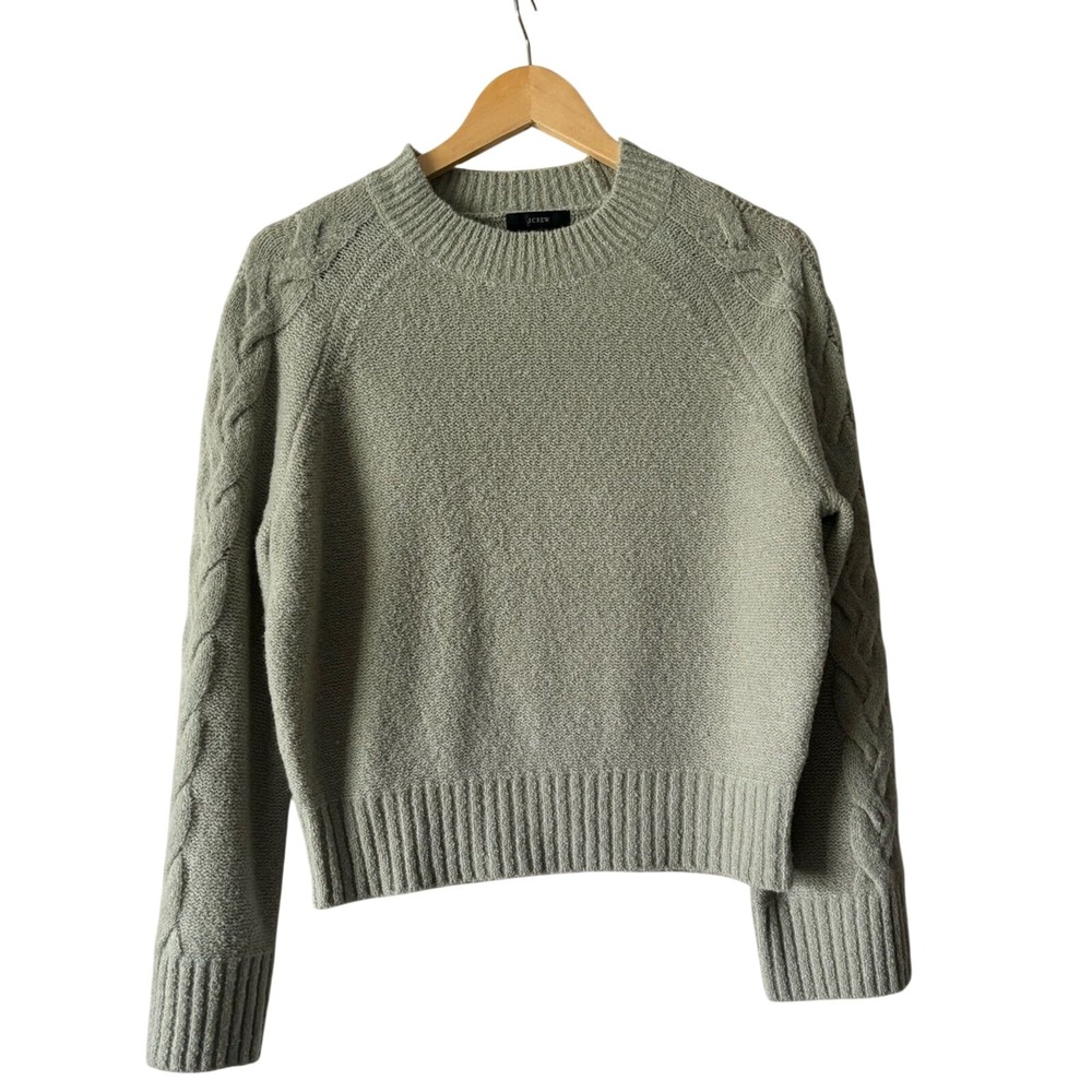J. Crew Cashmere bouclé cable-sleeve sweater Women's Super Soft Preppy Small